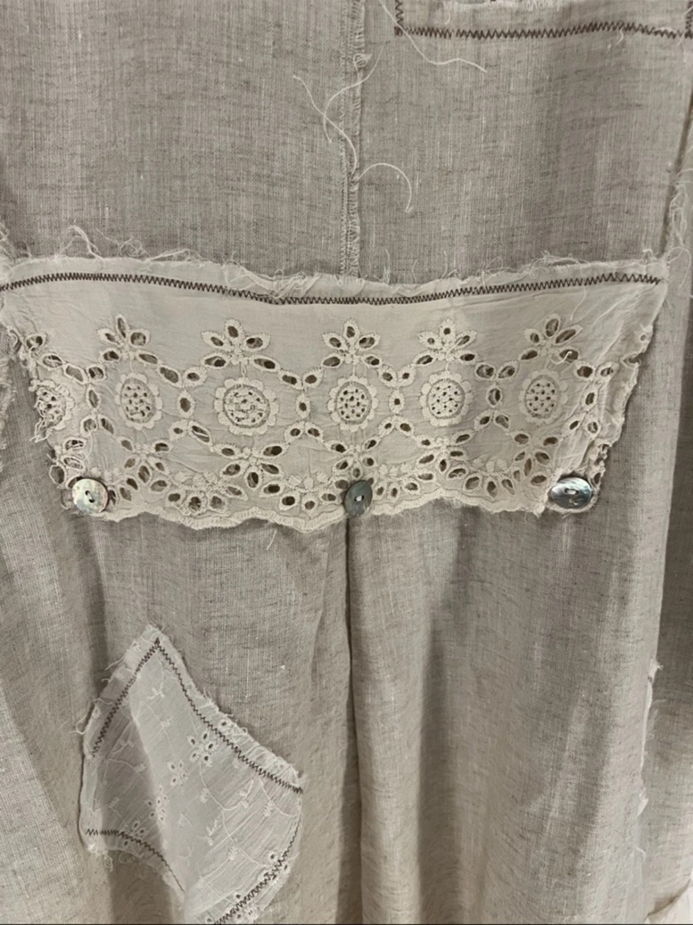 Paper Lace Women’s 100% Linen Beige Bohemian Lagenlook Button Up Jacket Size M - Picture 10 of 16